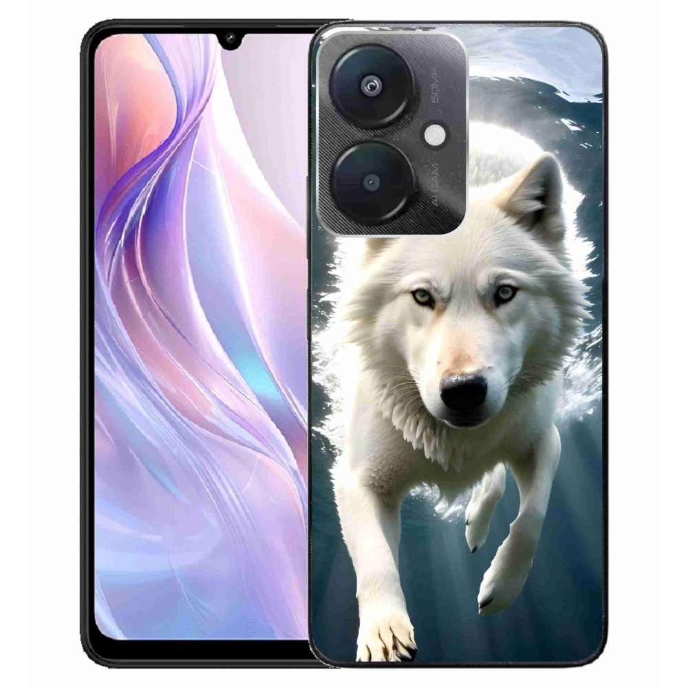 Gél borítás mmCase a Xiaomi Redmi 13C 5G számára - fehér farkas