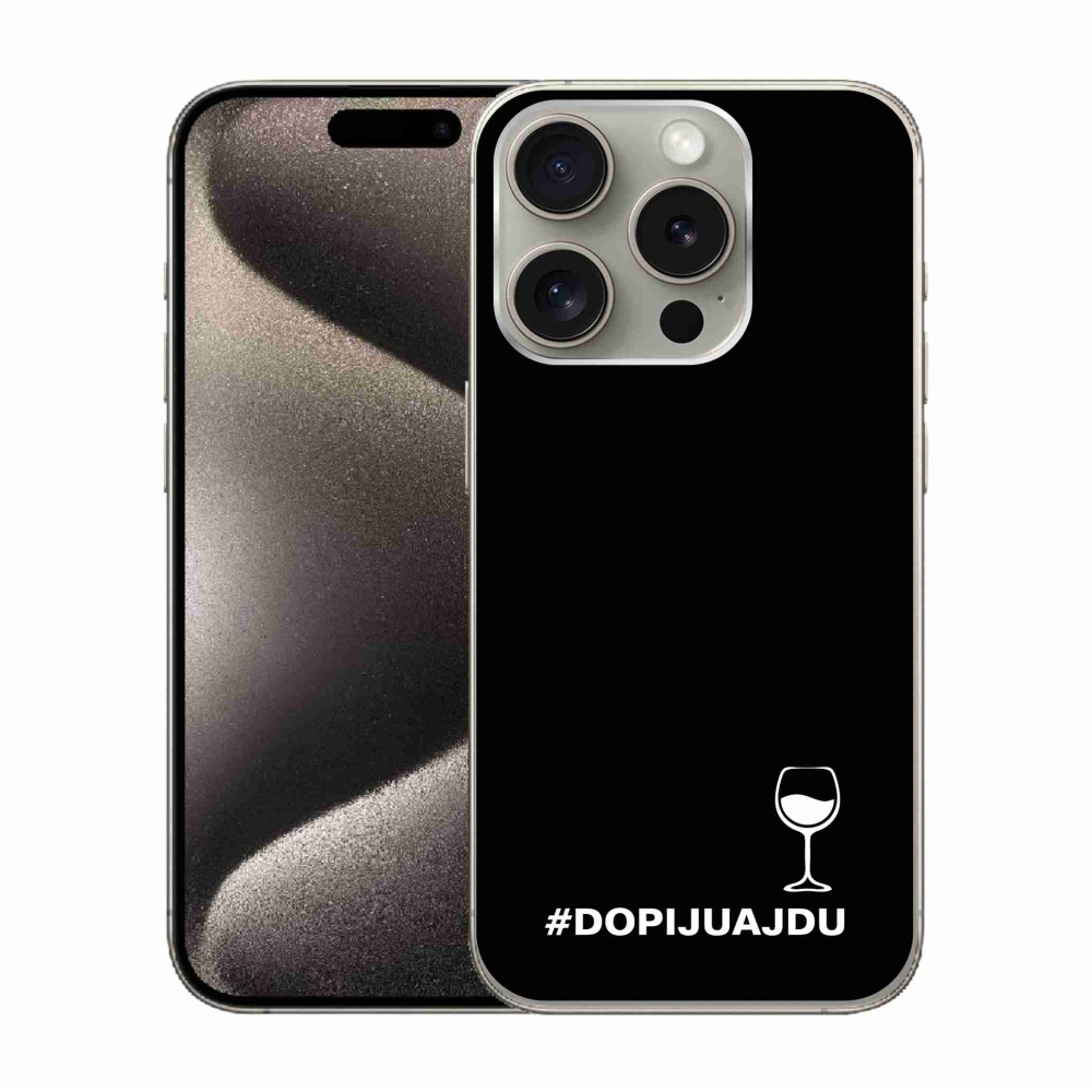 Gél borítás mmCase iPhone 15 Pro készülékhez - bor motívum fekete háttér