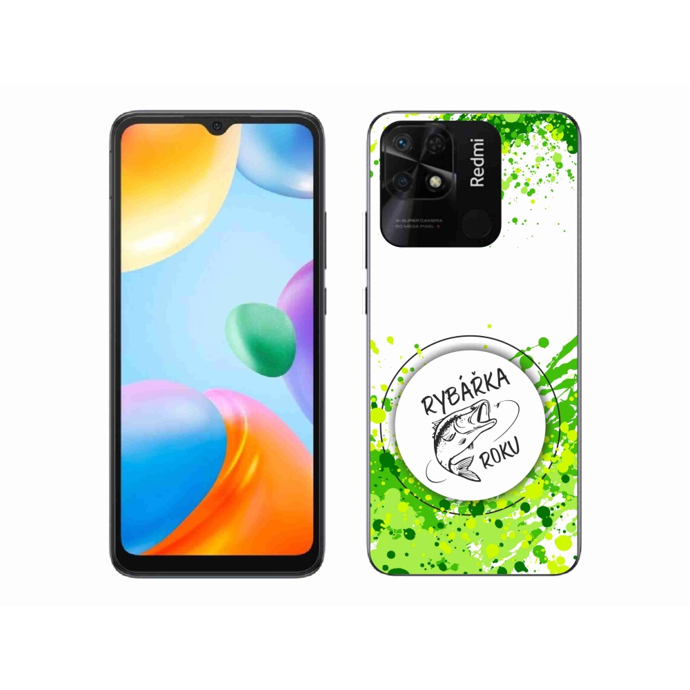 Gél borító mmCase a Xiaomi Redmi 10C - halász az év fehér háttérrel