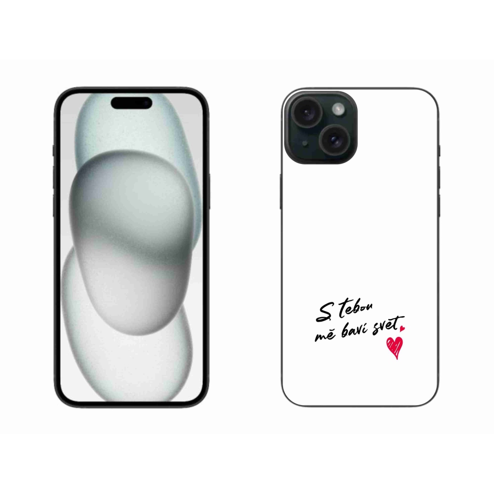 Gél borítás mmCase iPhone 15 Plus készülékhez - szerelmes szöveg 1 fehér háttér
