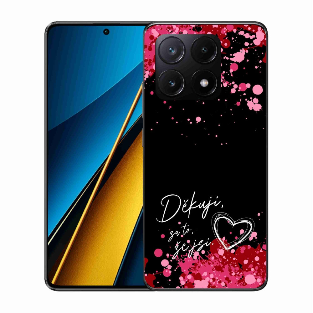Gél borító mmCase a Xiaomi Poco X6 Pro 5G-hez - szerelmes szöveg 2 fekete háttér
