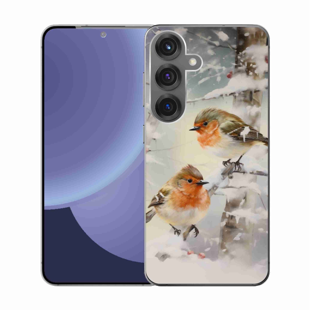 Gél borítás mmCase Samsung Galaxy S25 készülékhez - madarak télen
