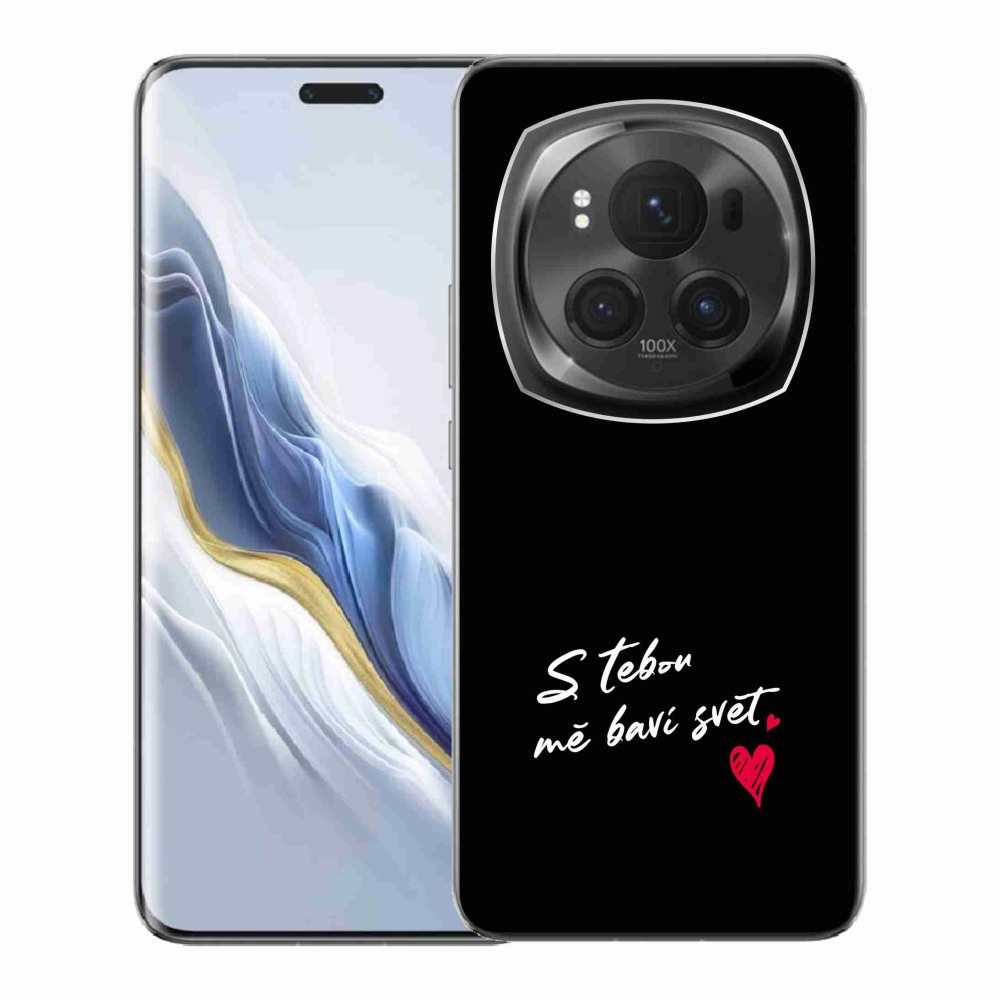 Gél borító mmCase a Honor Magic 6 Pro 5G készülékhez - szerelmes szöveg 1 fekete háttér