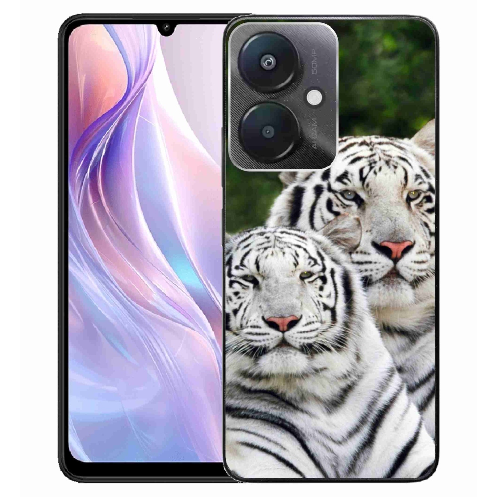 Gél tok mmCase a Xiaomi Redmi 13C 5G-hez - fehér tigrisek