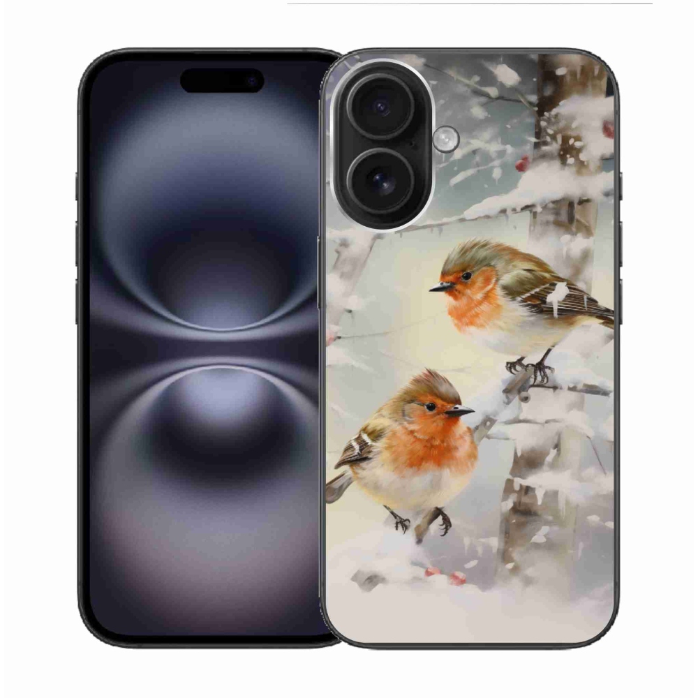 Gél borítás mmCase iPhone 16 készülékhez - madarak télen