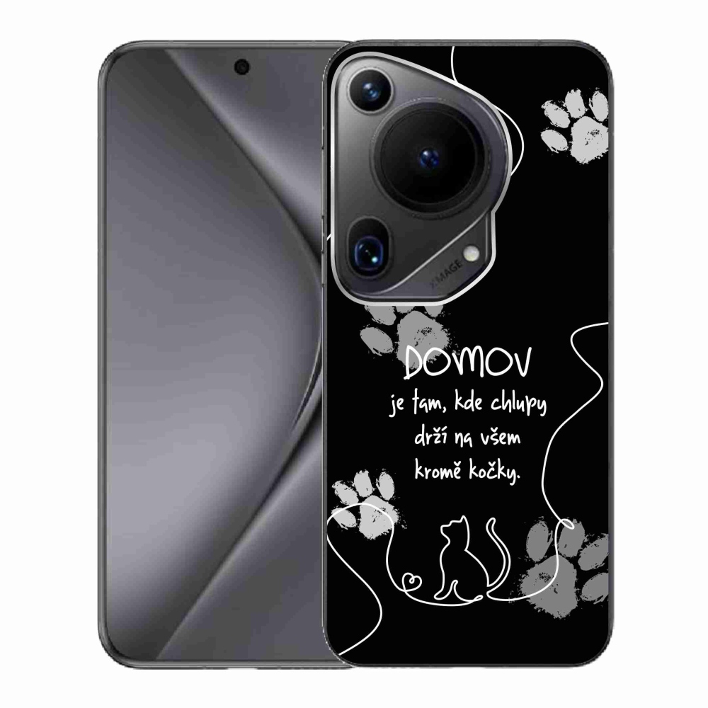 Gél borító mmCase a Huawei Pura 70 Ultra készülékhez - macska motívum fekete háttérrel