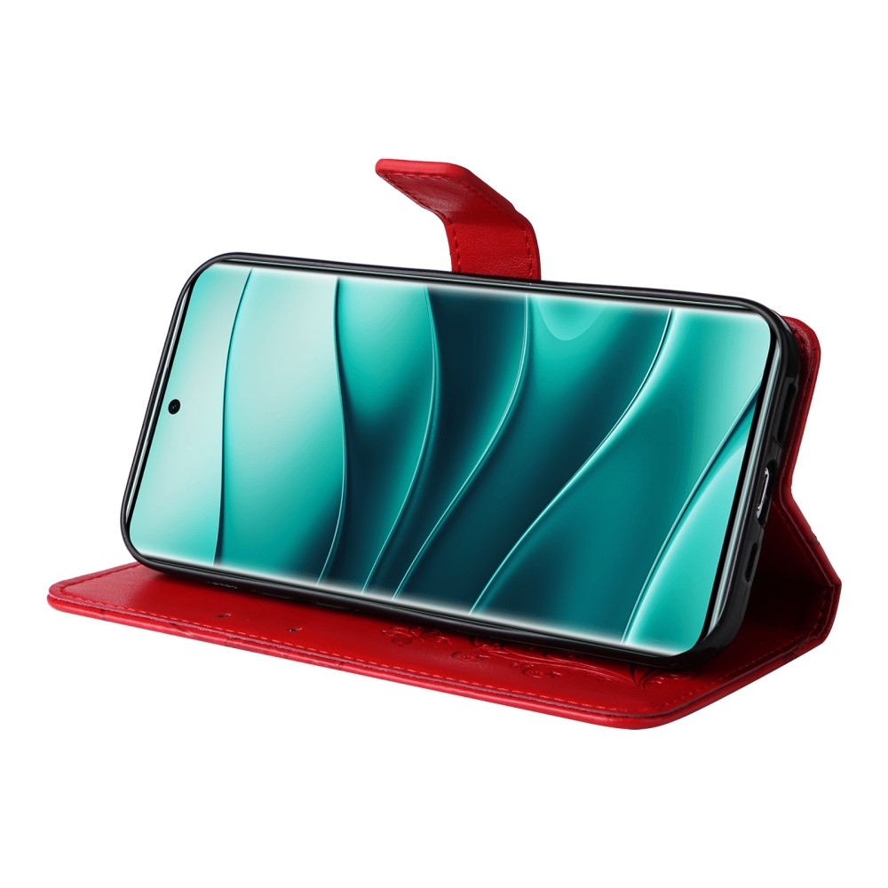 Nagy pillangó könyv tok Xiaomi Redmi Note 14 Pro 5G/Poco X7 5G/Note 14 Pro+ 5G - piros