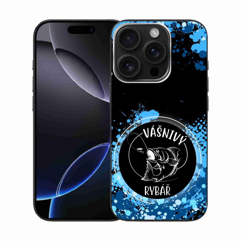 Gél borítás mmCase iPhone 16 Pro készülékhez - szenvedélyes halász fekete háttérrel