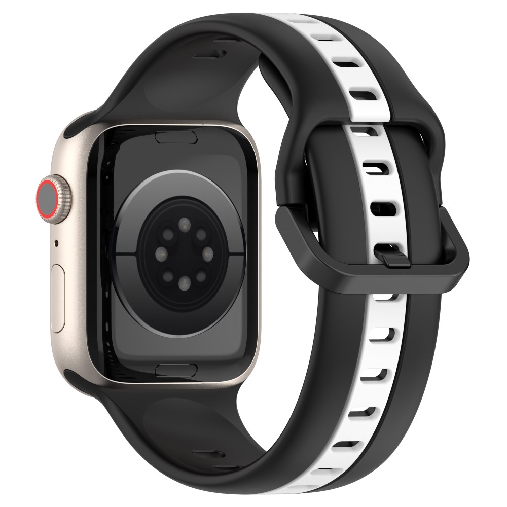 Szíj szilikon szíj Apple Watch Ultra/Ultra 2 49mm/SE/SE 2022/2023 44mm/9/8/7 45mm/6/5/4 44mm/3/2/1 42 mm - fekete/fehér