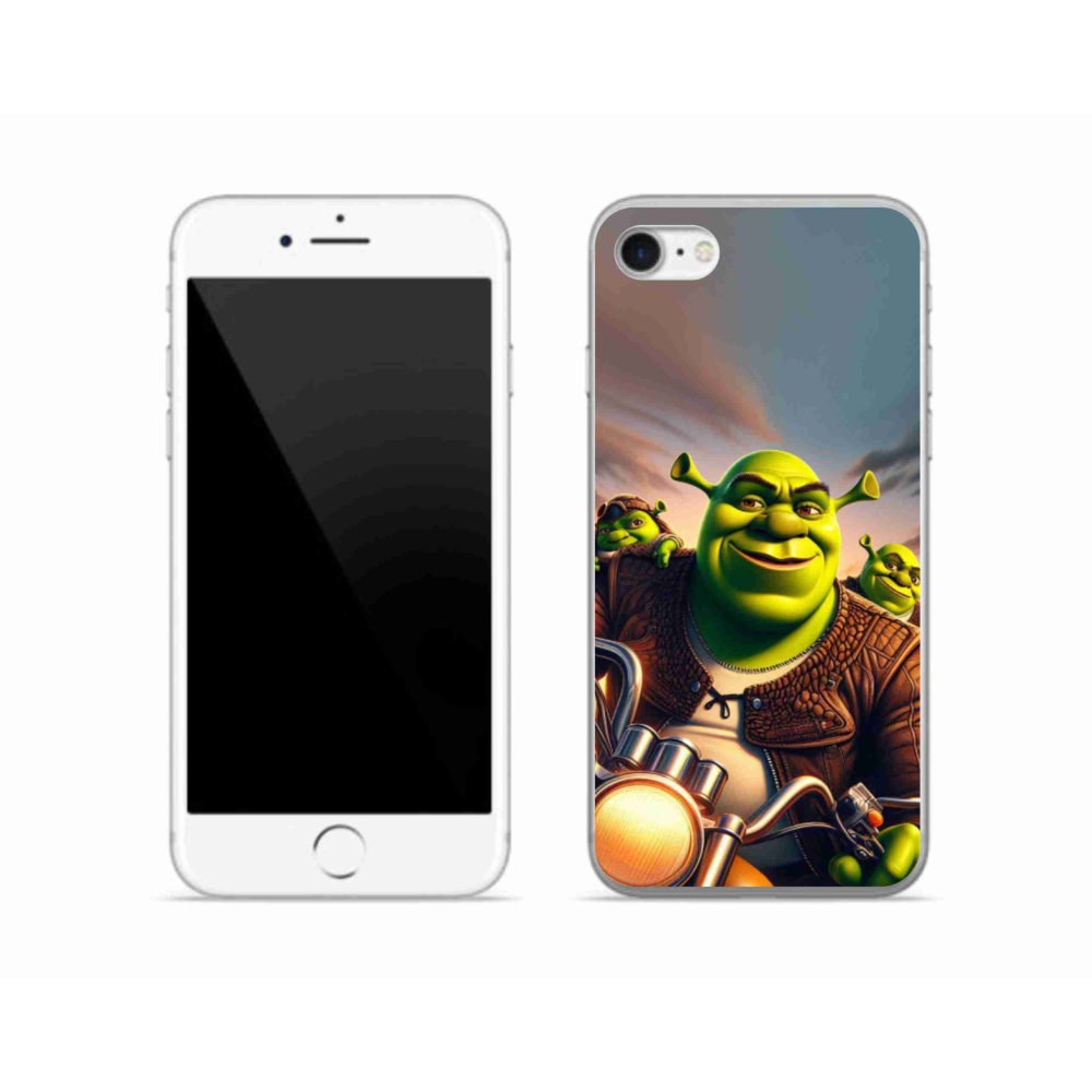 Zselés borítás mmCase iPhone SE (2022) - Shrek egy motorkerékpáron