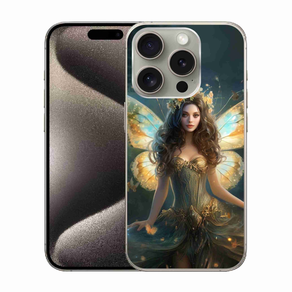 Zselés borítás mmCase iPhone 15 Pro készülékhez - pillangó nő