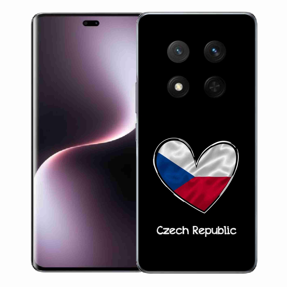 Gél borító mmCase a Honor Magic 7 Lite 5G készülékhez - szív zászló fekete háttérrel