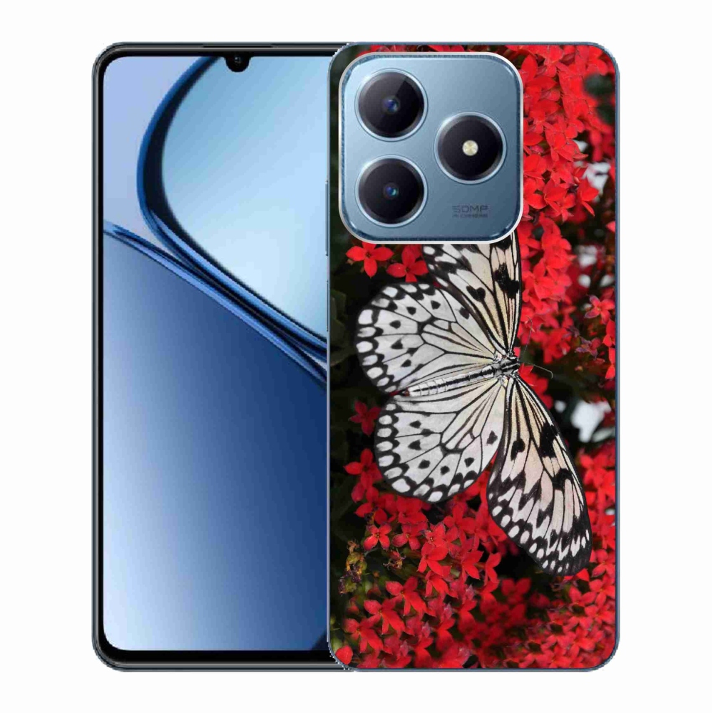 Zselés tok mmCase a Realme C63 készülékhez - fekete-fehér pillangó 1