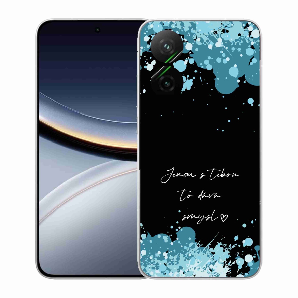 Gél borító mmCase a Xiaomi Poco F7 5G-hez - szerelmes szöveg fekete háttérrel