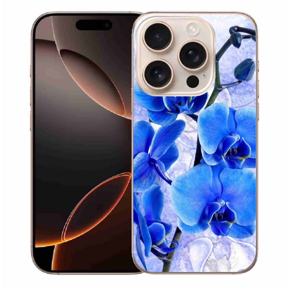 Zselés borítás mmCase iPhone 16 Pro Max készülékhez - kék virágok