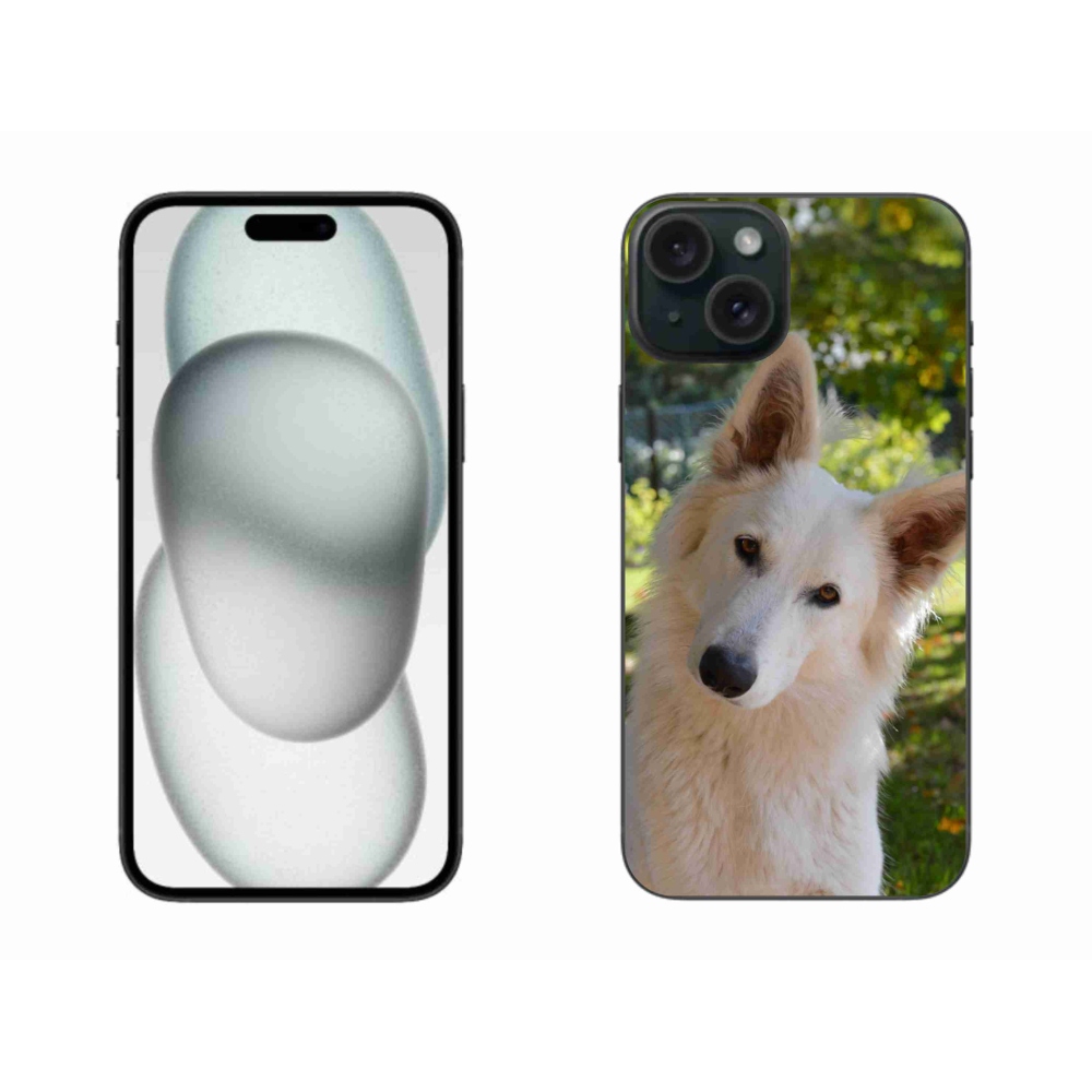 Gél borítás mmCase iPhone 15 Plus készülékhez - Fehér svájci juhász 1