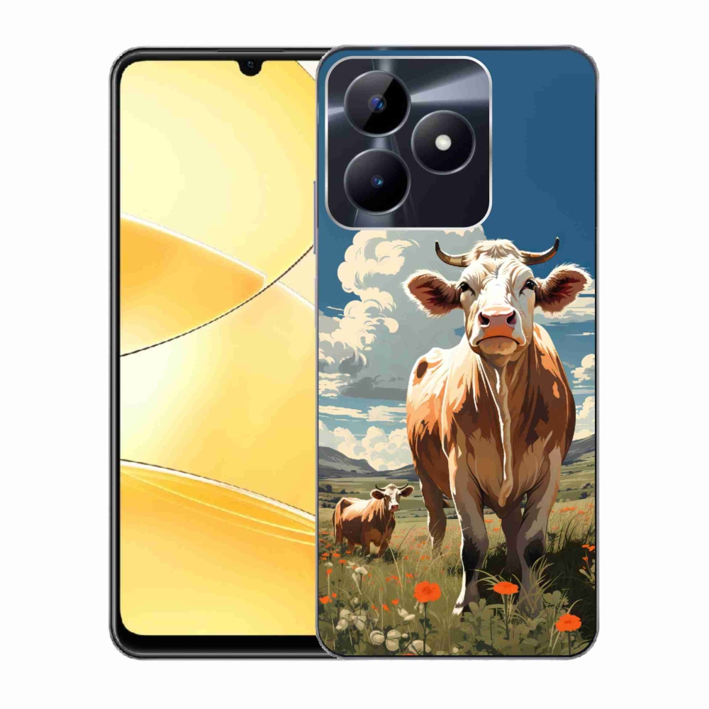 Zselés borító mmCase a Realme C51/C53 készülékhez - tehenek a réten