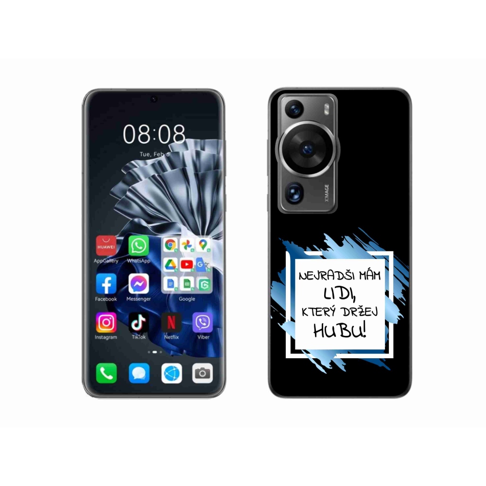 Gél borító mmCase a Huawei P60 Pro készülékhez - vicces szöveg 7 fehér és fekete háttérrel