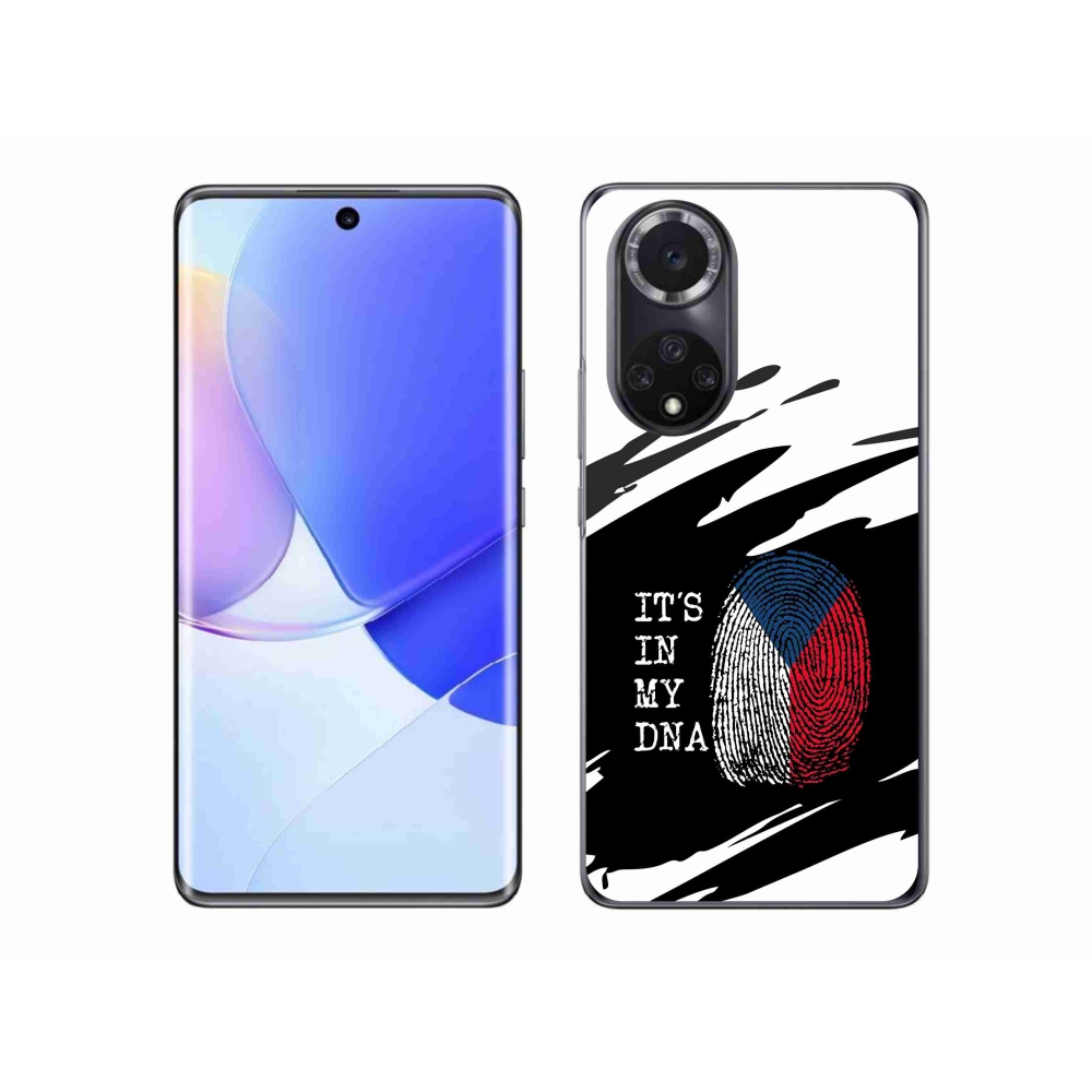 Zselés borító mmCase a Honor 50 számára - zászlós ujjlenyomat fekete és fehér háttérrel