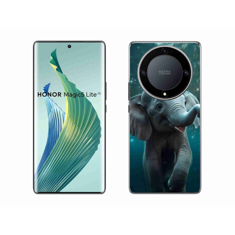 Zselés borítás mmCase a Honor Magic 5 Lite 5G számára - elefánt a víz alatt