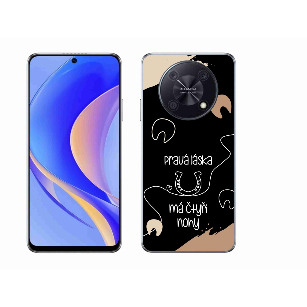 Gél borítás mmCase a Huawei Nova Y90 készülékhez - ló motívum fekete háttérrel