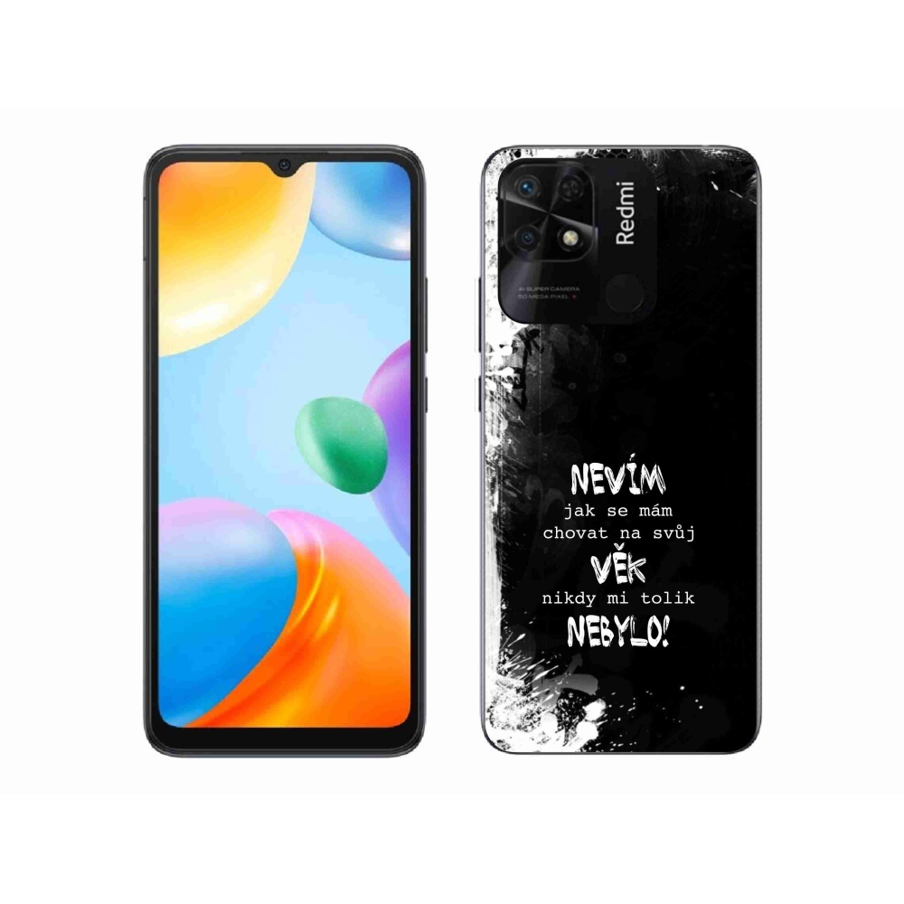 Gél borító mmCase a Xiaomi Redmi 10C-hez - vicces szöveg 14 fekete háttérrel