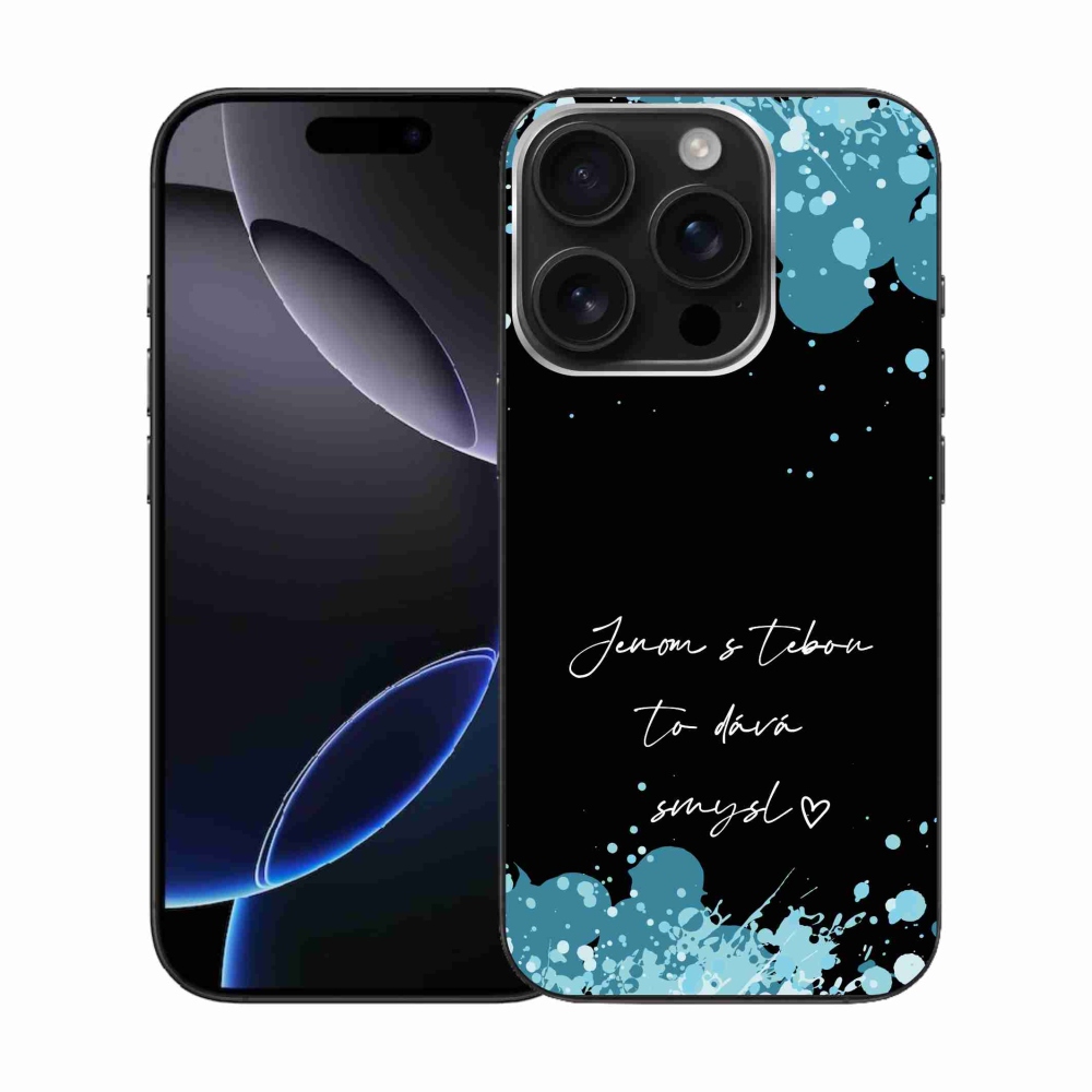 Gél borítás mmCase iPhone 16 Pro készülékhez - szerelmes szöveg fekete háttérrel