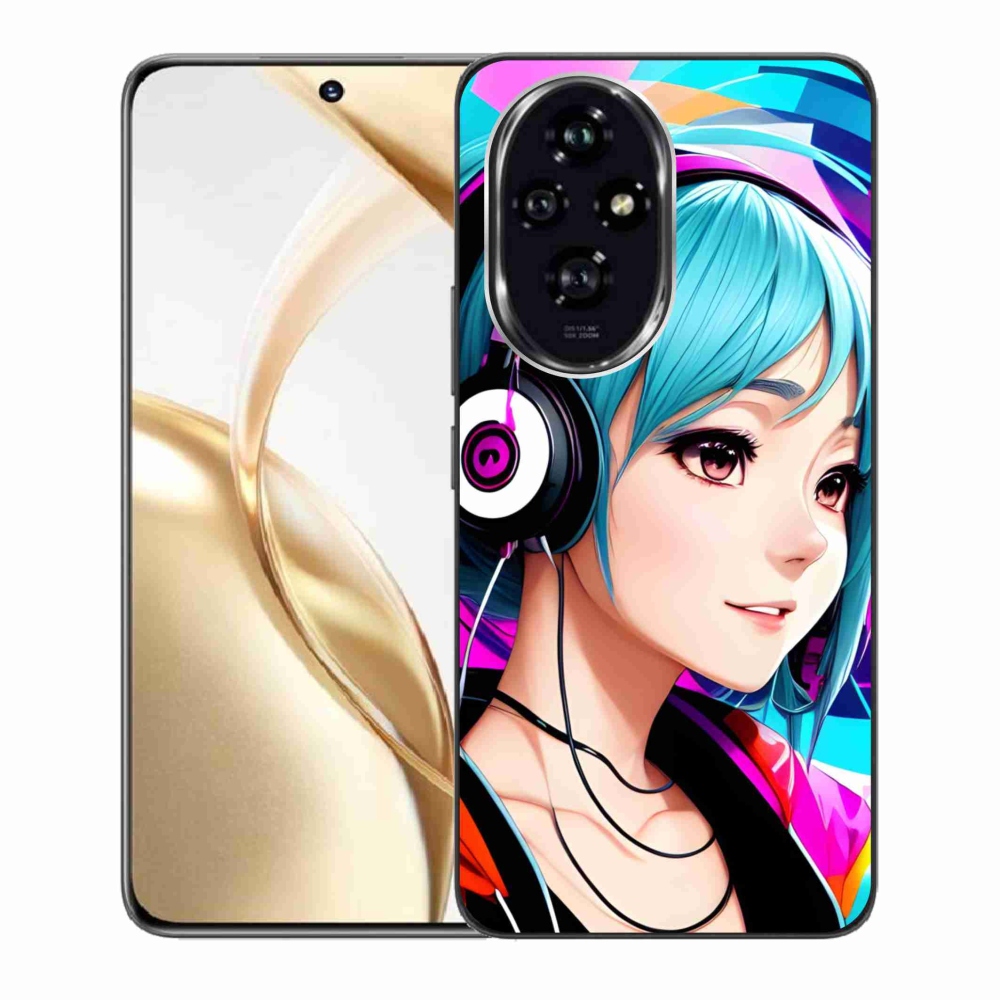 Zselés borító mmCase a Honor 200 5G készülékhez - lány fejhallgatóval
