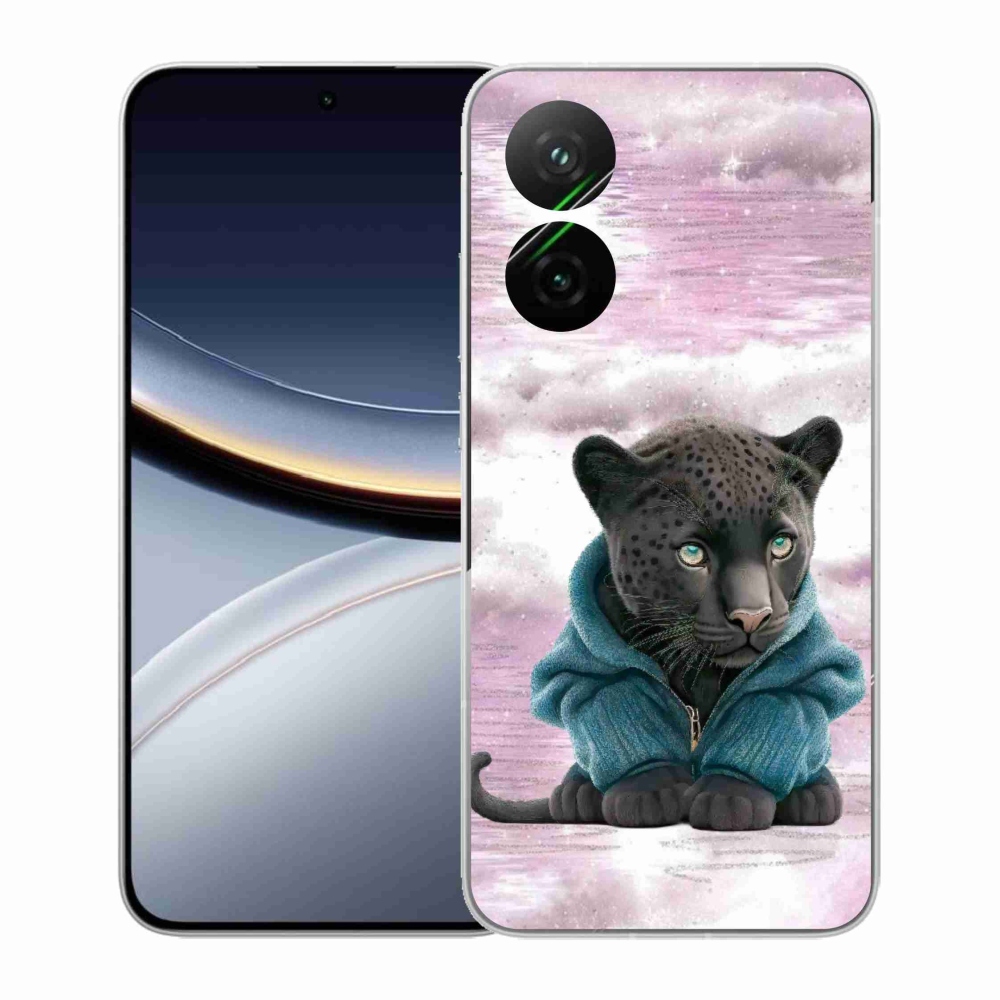 Gél borítás mmCase a Xiaomi Poco F7 5G számára - fekete párduc pulóverben