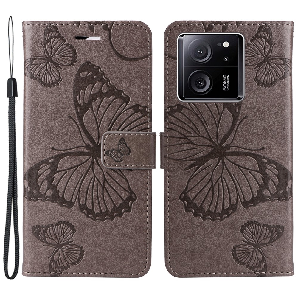 Nagy pillangó könyv tok Xiaomi 13T/13T Pro - szürke