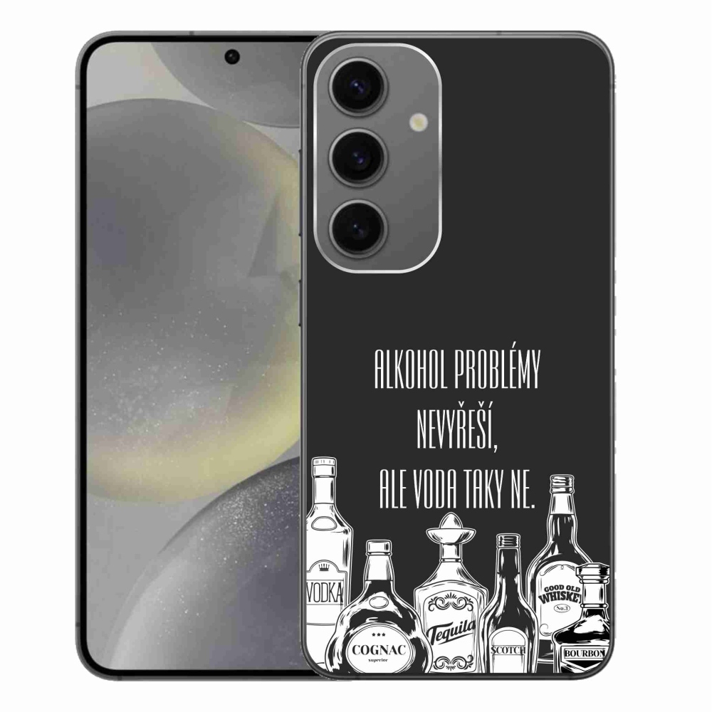 Gél borító mmCase Samsung Galaxy S24+ - vicces szöveg fekete háttérrel