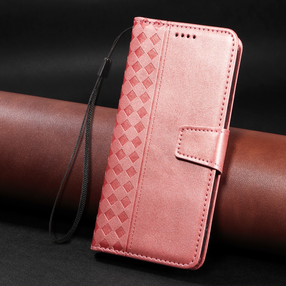 Rácsos könyv tok Xiaomi Redmi 15C 4G/5G (173mm) - rózsaarany