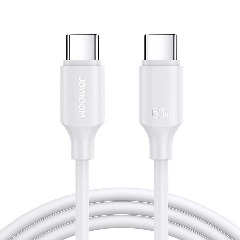 JOYROOM USB-C/USB-C 60W 1m-es gyors töltő- és adatkábel - fehér színben