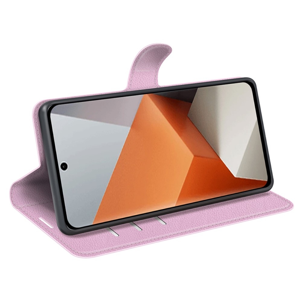 Litchi könyv tok Xiaomi Redmi Note 13 Pro+ 5G - rózsaszínű