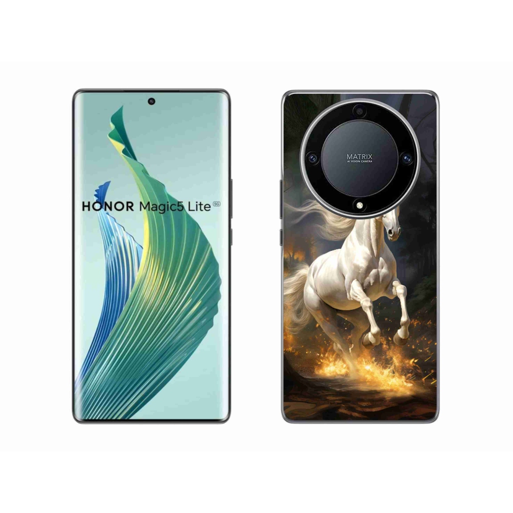 Zselés borítás mmCase a Honor Magic 5 Lite 5G számára - fehér ló 2