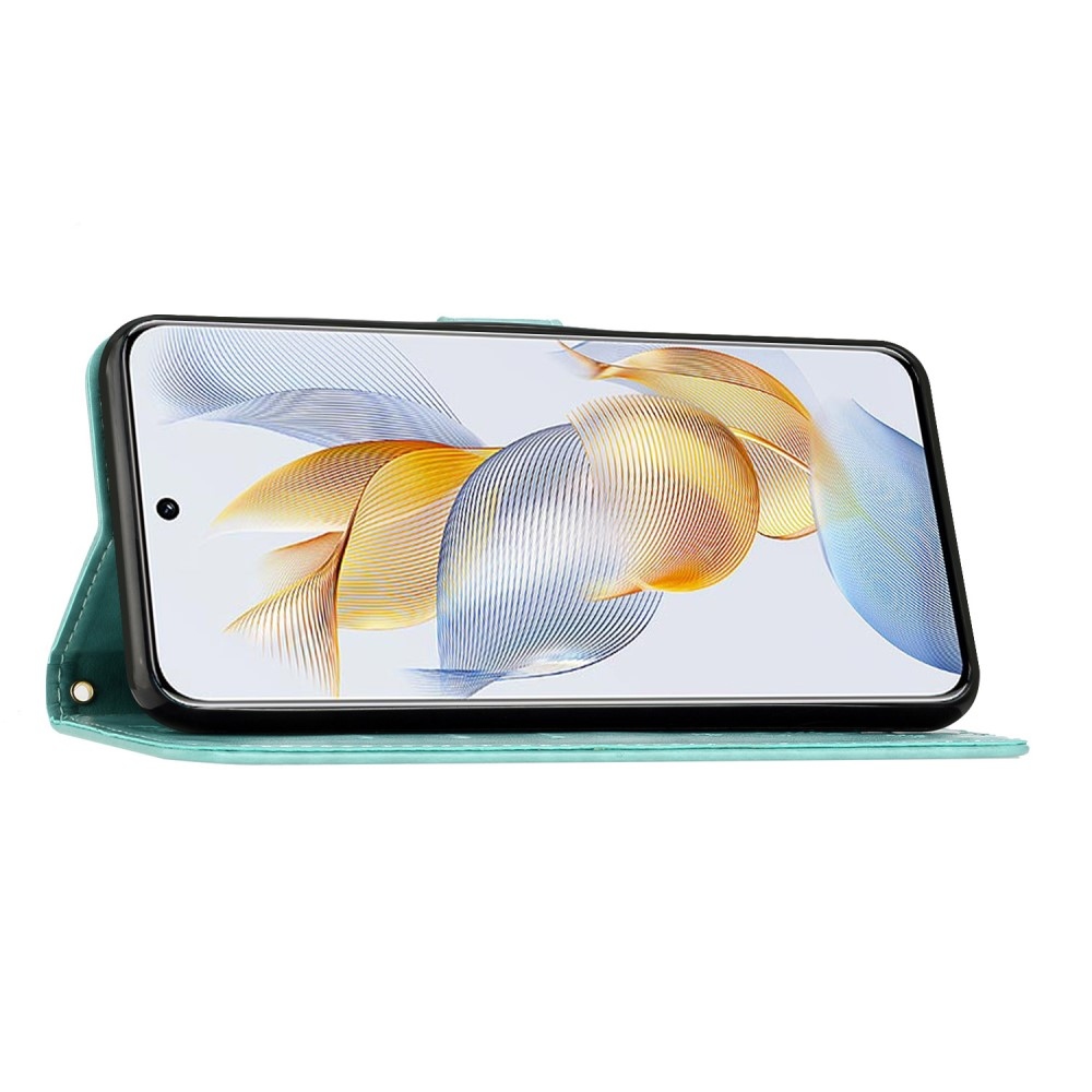 Virágok könyvtáska a Honor 90-hez - teáskék