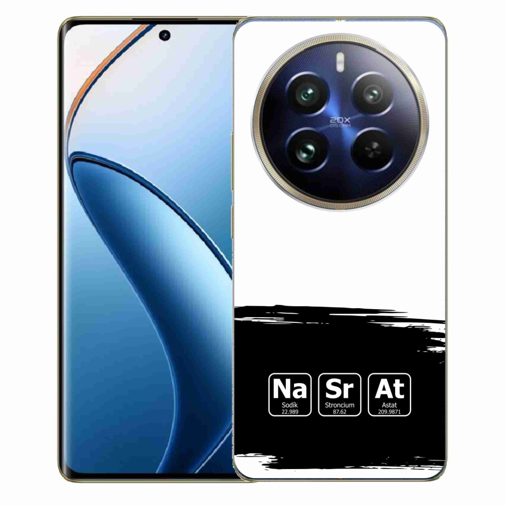 Gél borítás mmCase a Realme 12 Pro 5G/12 Pro+ 5G - kémiai elemek fekete és fehér háttérrel