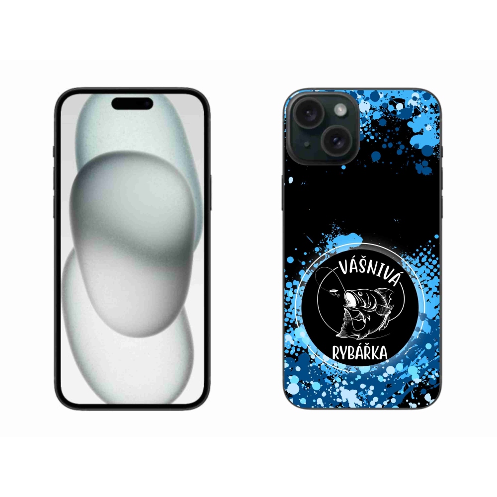 Gél borítás mmCase iPhone 15 Plus készülékhez - szenvedélyes halász fekete háttérrel