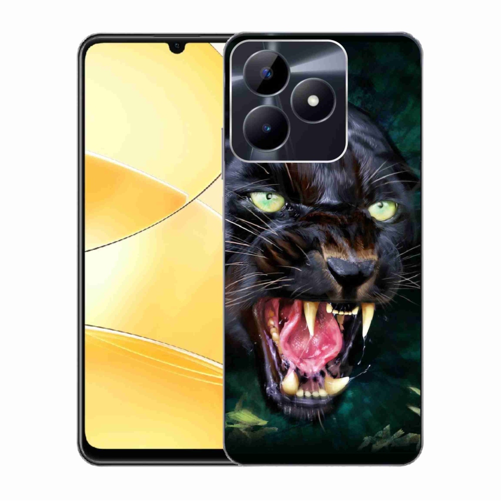 Zselés borítás mmCase a Realme C51/C53 készülékhez - dühös fekete párduc