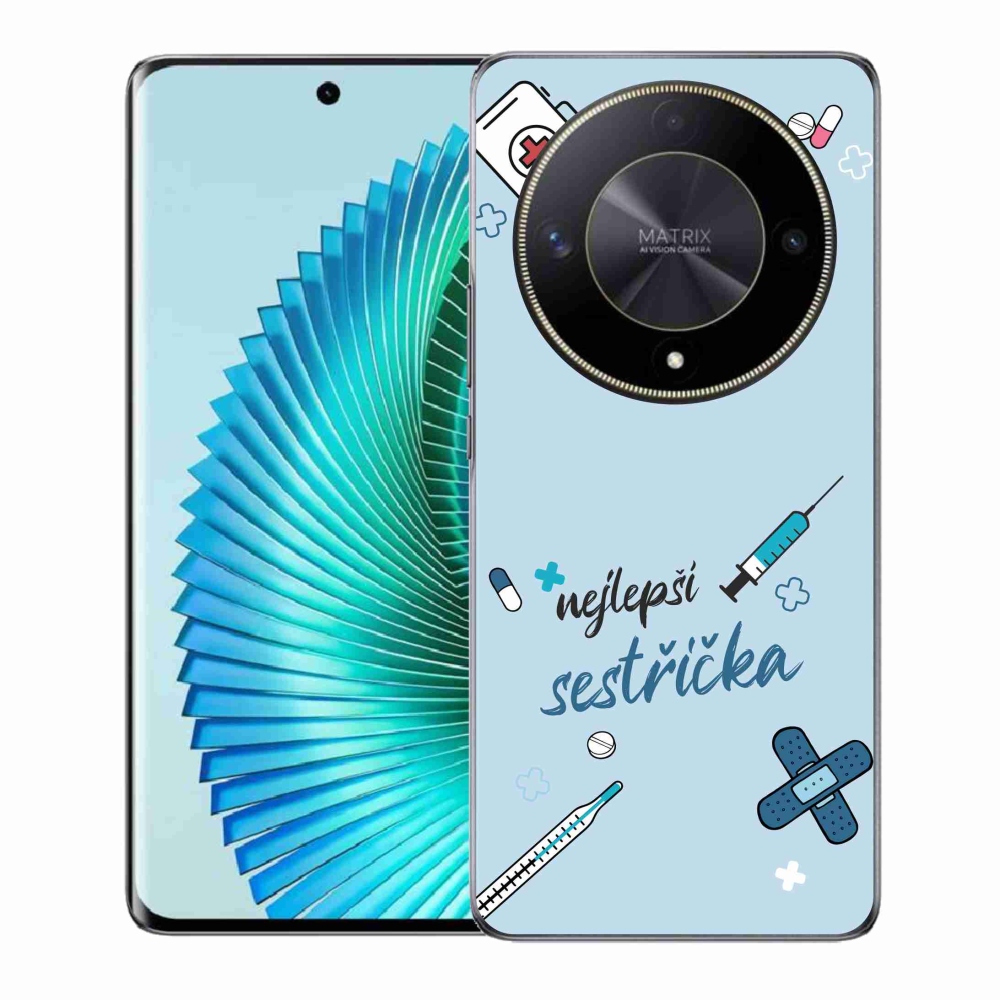 Gél borító mmCase a Honor Magic 6 Lite 5G-n - a legjobb kishúg kék háttérrel