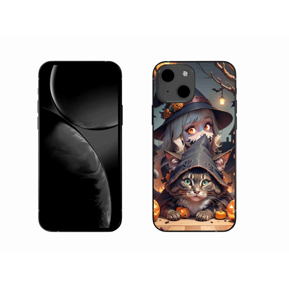 Zselés borítás mmCase iPhone 13 készülékhez - boszorkány macskával
