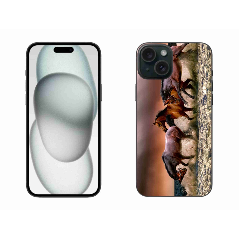 Gél tok mmCase iPhone 15 Plus készülékhez - lovak 1