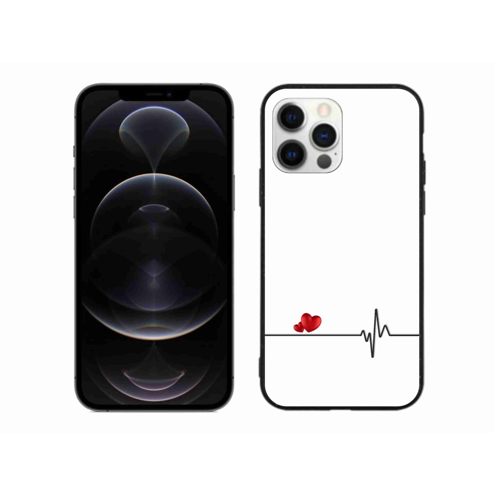 Gél borítás mmCase iPhone 12 Pro Max készülékhez - szív és szívverés fehér háttérrel
