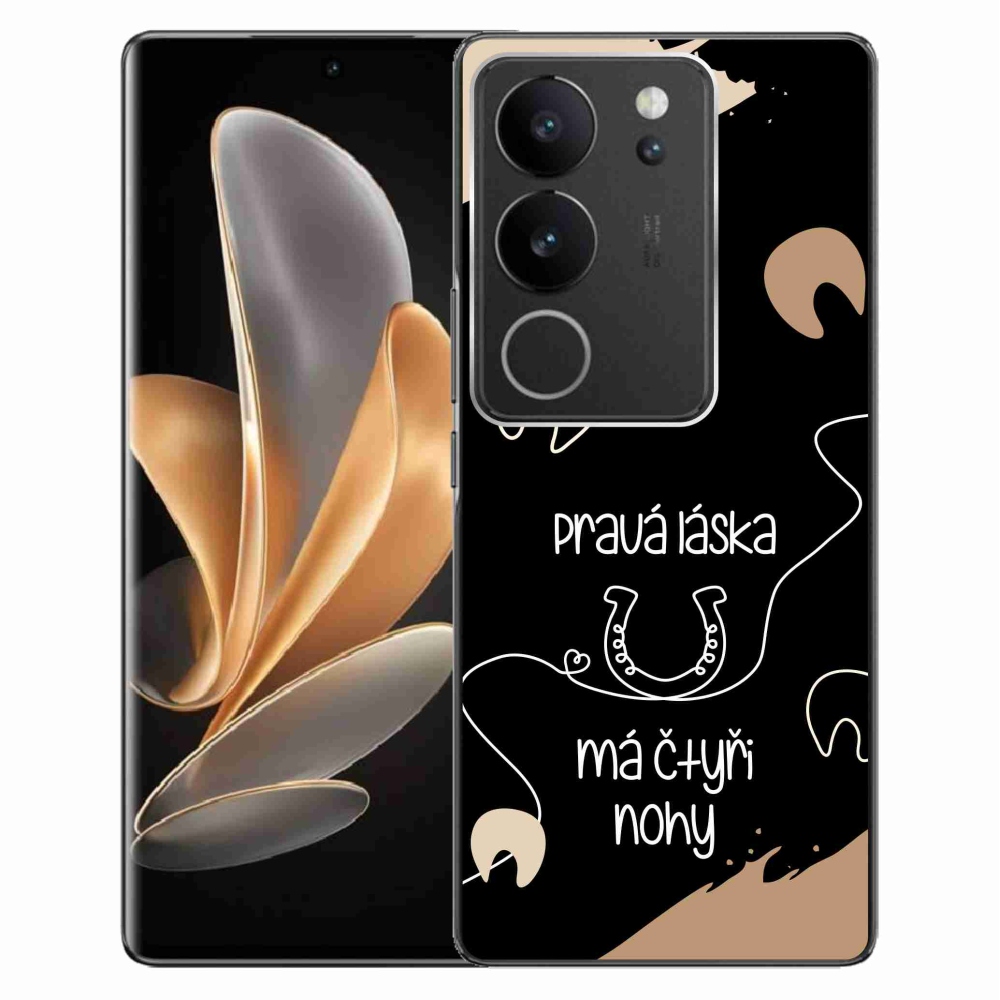 Gél borító mmCase a Vivo V29 5G készülékhez - ló motívum fekete háttérrel