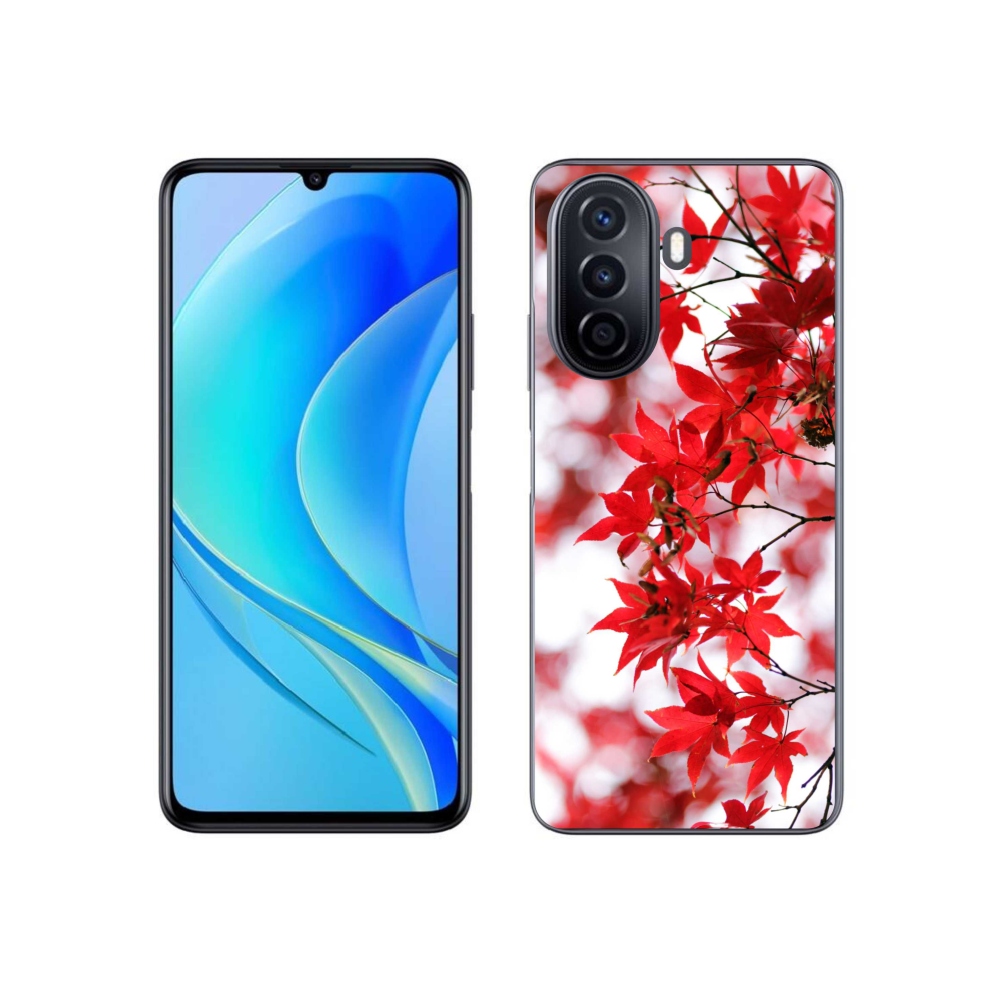 Gél borító mmCase a Huawei Nova Y70 készülékhez - piros levelek