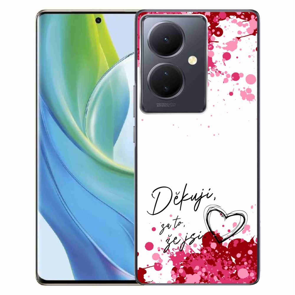 Gél borító mmCase a Vivo V29 Lite 5G-n - szerelem szöveg 2 fehér háttérrel