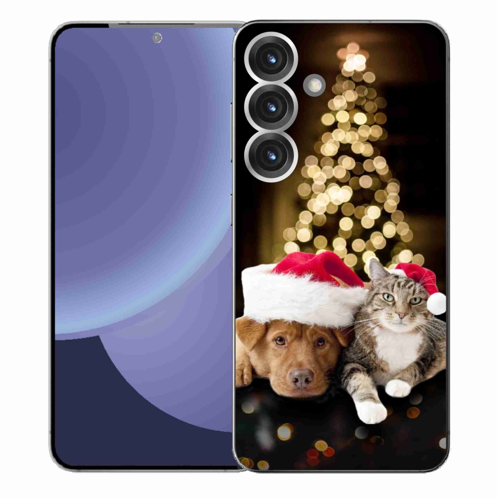 Gél borítás mmCase Samsung Galaxy S25+ - Karácsonyi kutya és macska