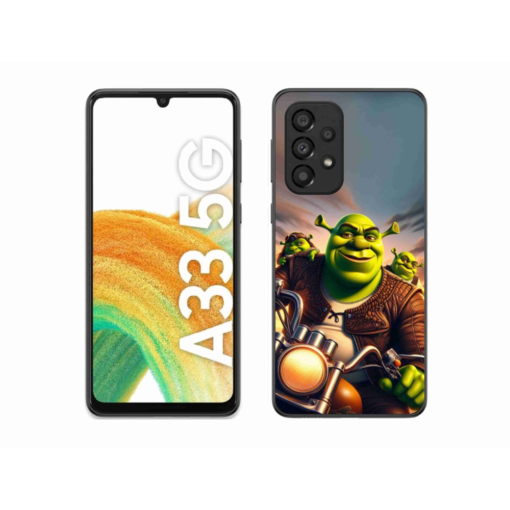 Zselés borítás mmCase Samsung Galaxy A33 5G - shrek egy motorkerékpárral