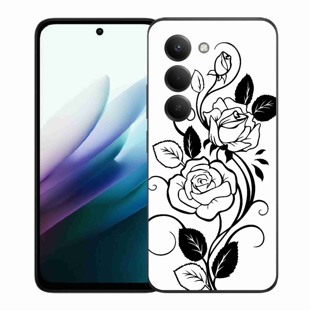 Gél borítás mmCase a Xiaomi Redmi 15 4G/5G (171mm) - fekete és fehér rózsa