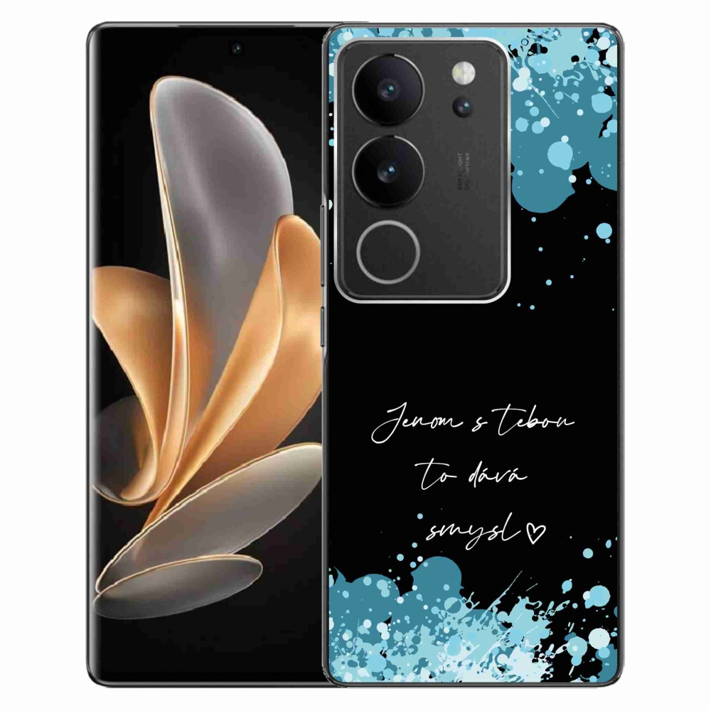 Gél borító mmCase a Vivo V29 5G-n - szerelem szöveg fekete háttérrel